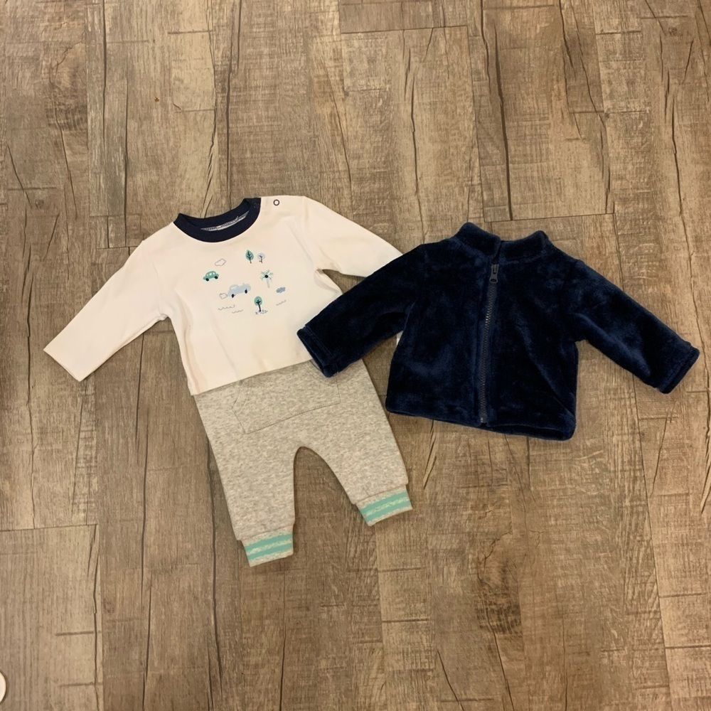 NWT 3 Piece Starting Out Set-Fleece Jacket, Pant and Long Sleeve Tee